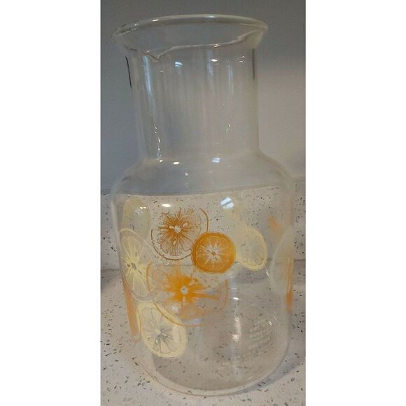 Vintage Pyrex 2 Quart Glass Lemon Slice Orange Juice Pitcher Carafe 3520 NO Lid - Picture 3 of 6